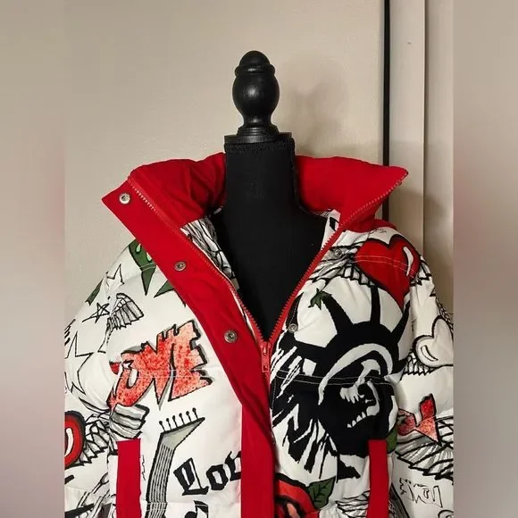 NWT Stylish Graphic Winter Puffer Jacket - Picture 5 of 16